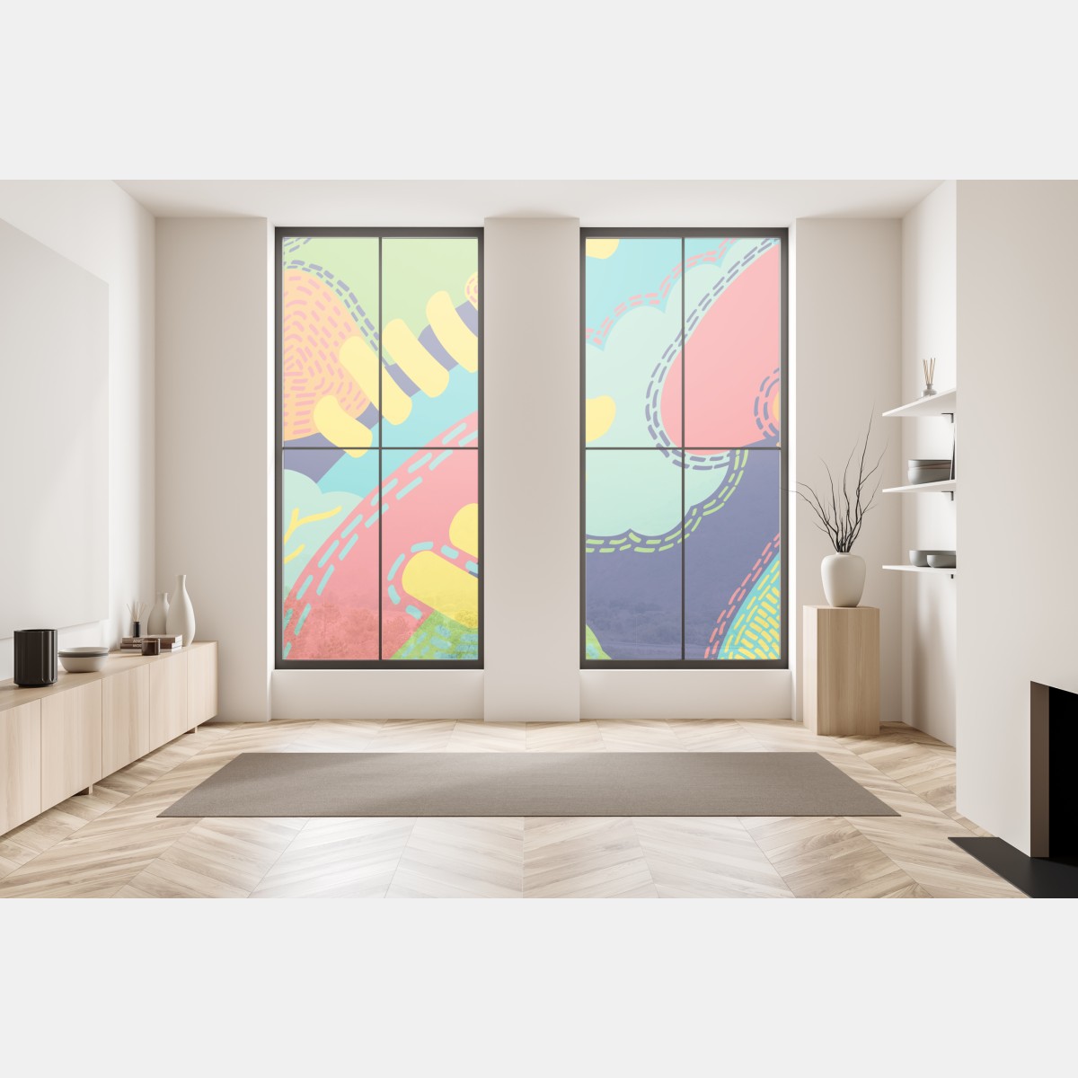 Naklejka na okno żywy abstrakcyjny wzór – Wallissimo® Naklejka na okno żywy abstrakcyjny wzór – Wallissimo®