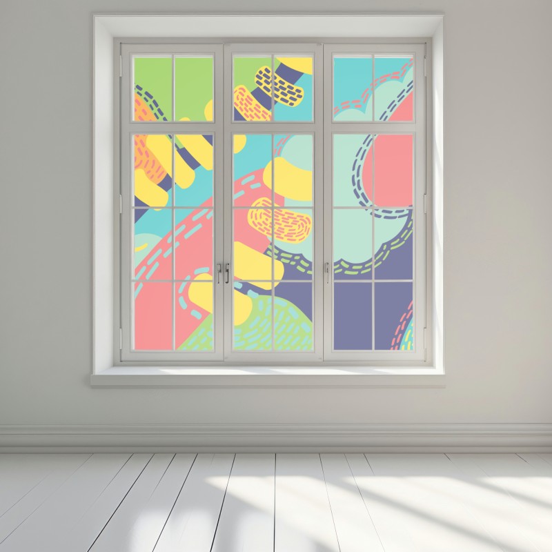 Naklejka na okno żywy abstrakcyjny wzór – Wallissimo® Naklejka na okno żywy abstrakcyjny wzór – Wallissimo®