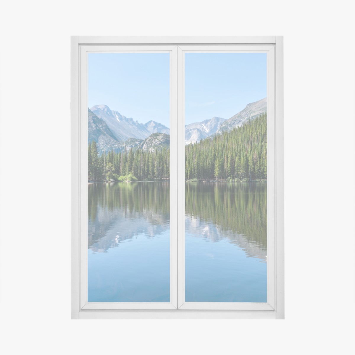 Window decal mountain lake reflection