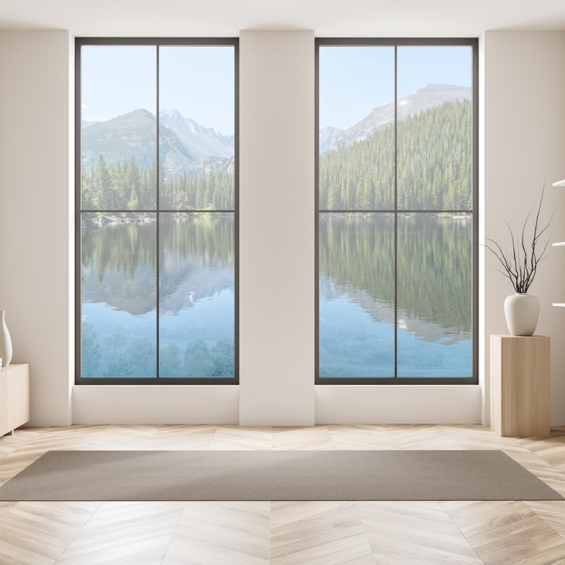 Naklejka na okno słoneczna łąka o zachodzie słońca – Wallissimo®