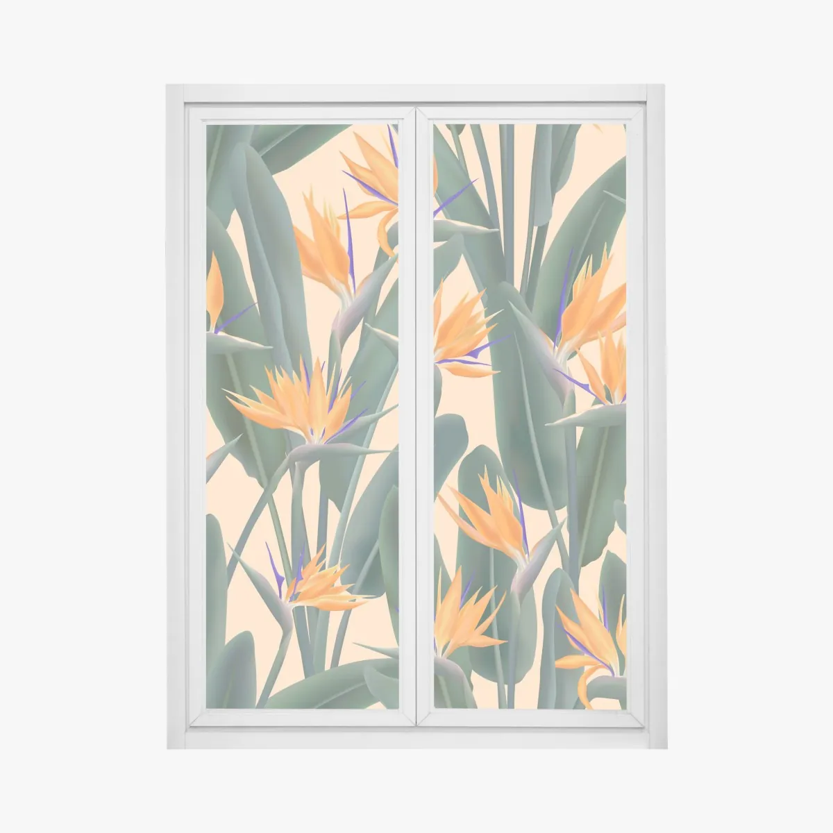 Naklejka na okno tropikalny wzór strelicji – Wallissimo® Naklejka na okno tropikalny wzór strelicji – Wallissimo®