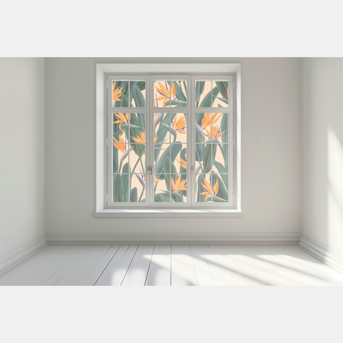 Naklejka na okno tropikalny wzór strelicji – Wallissimo® Naklejka na okno tropikalny wzór strelicji – Wallissimo®