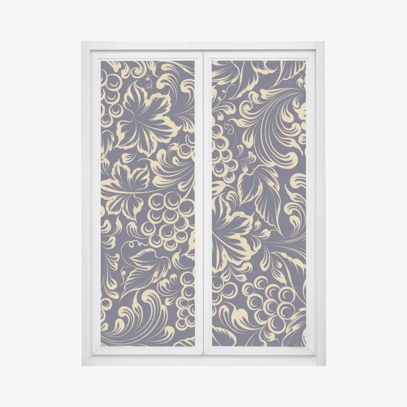 Naklejka na okno elegancki barokowy wzór z winogronami w złocie