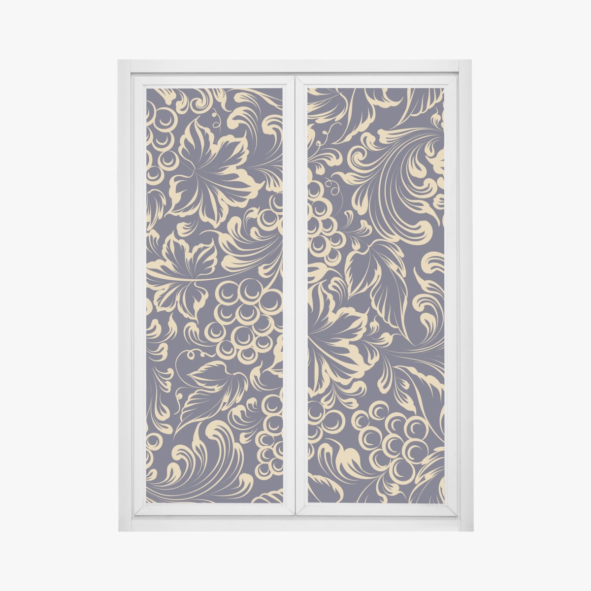 Window decal elegant baroque grape pattern in gold