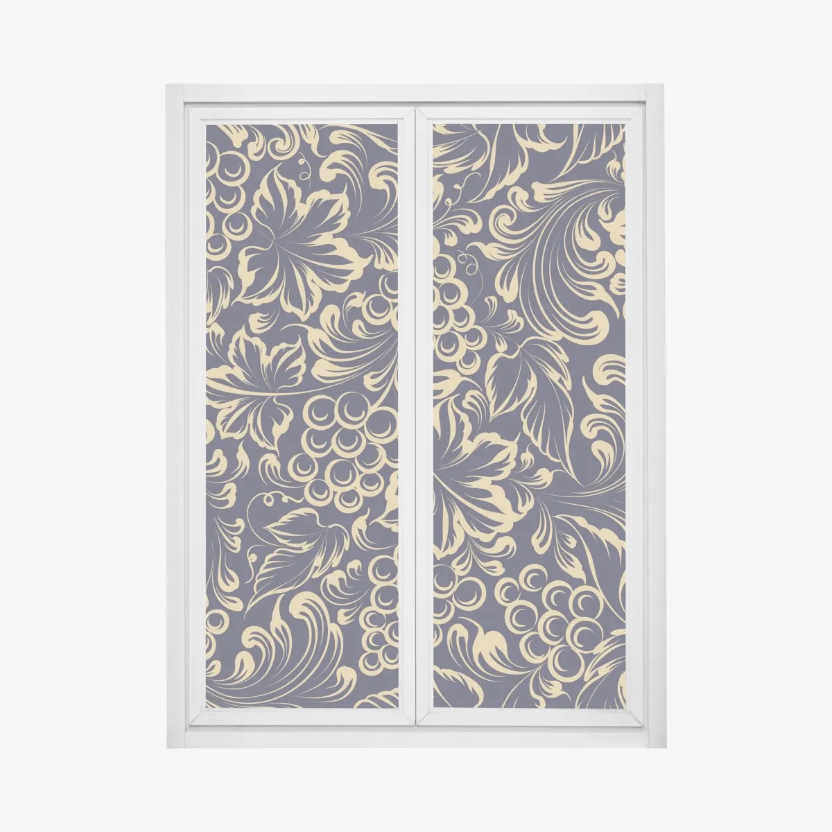 Naklejka na okno elegancki barokowy wzór z winogronami w złocie – Wallissimo® Naklejka na okno elegancki barokowy wzór z winogronami w złocie – Wallissimo®
