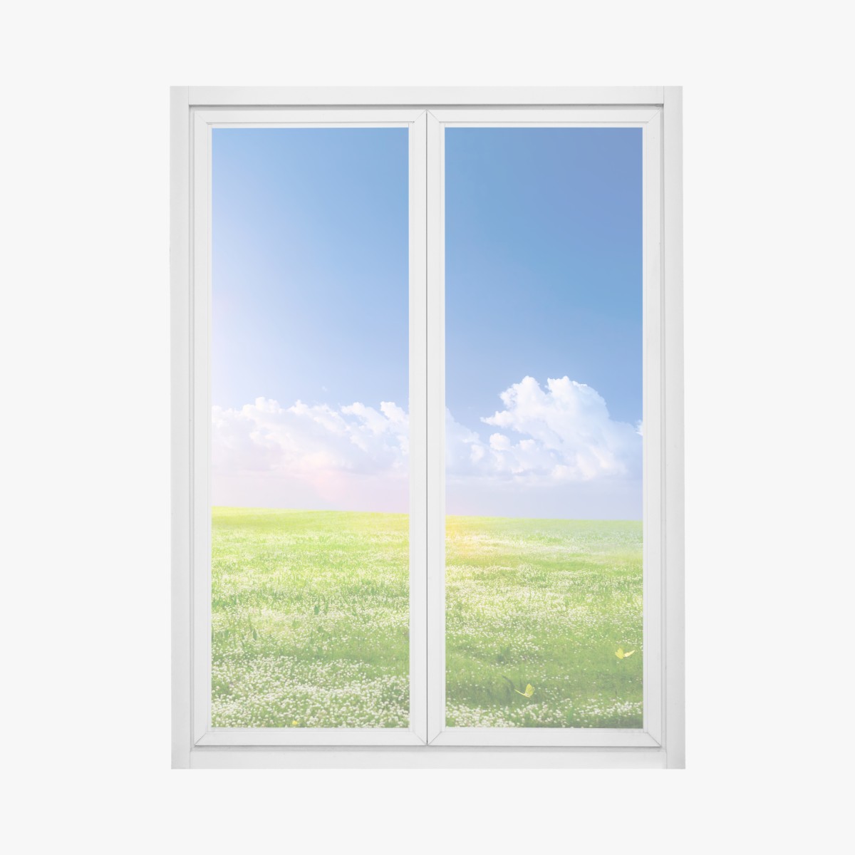 Window decal sunny spring meadow with blue sky