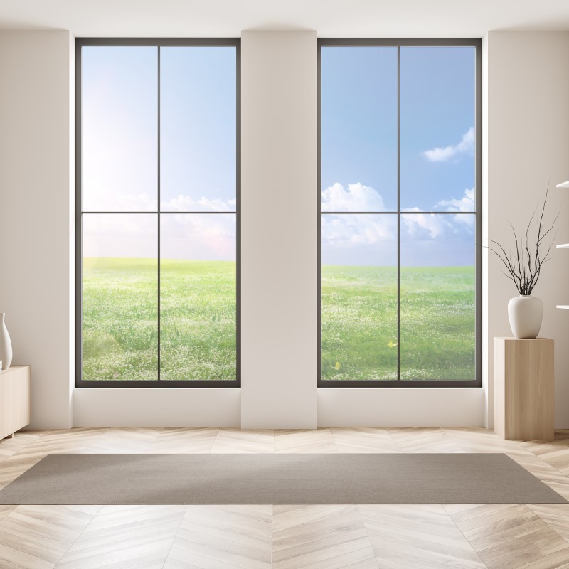 Naklejka na okno mglista górska panorama – Wallissimo®