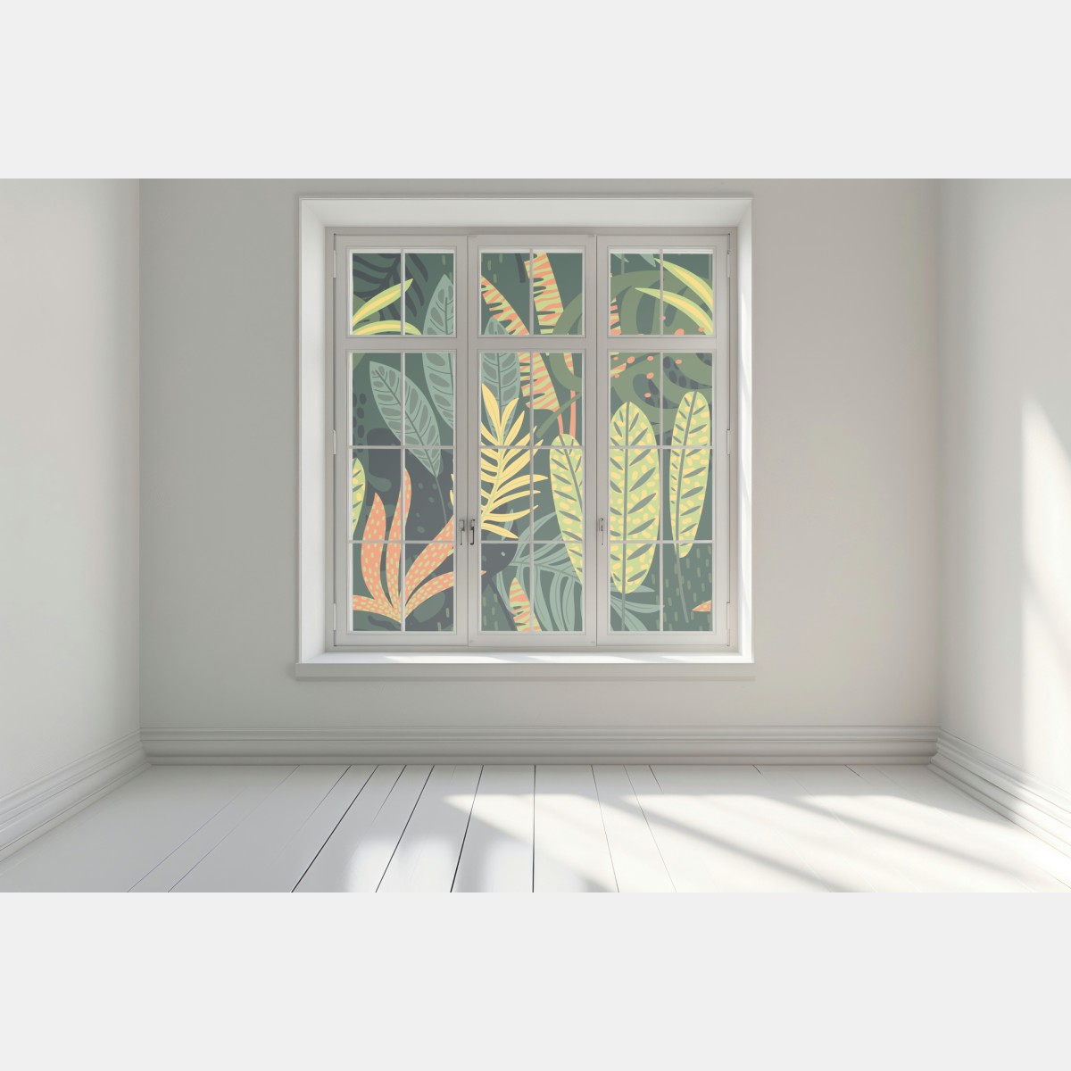 Naklejka na okno tropikalna dżungla bujnych liści – Wallissimo® Naklejka na okno tropikalna dżungla bujnych liści – Wallissimo®