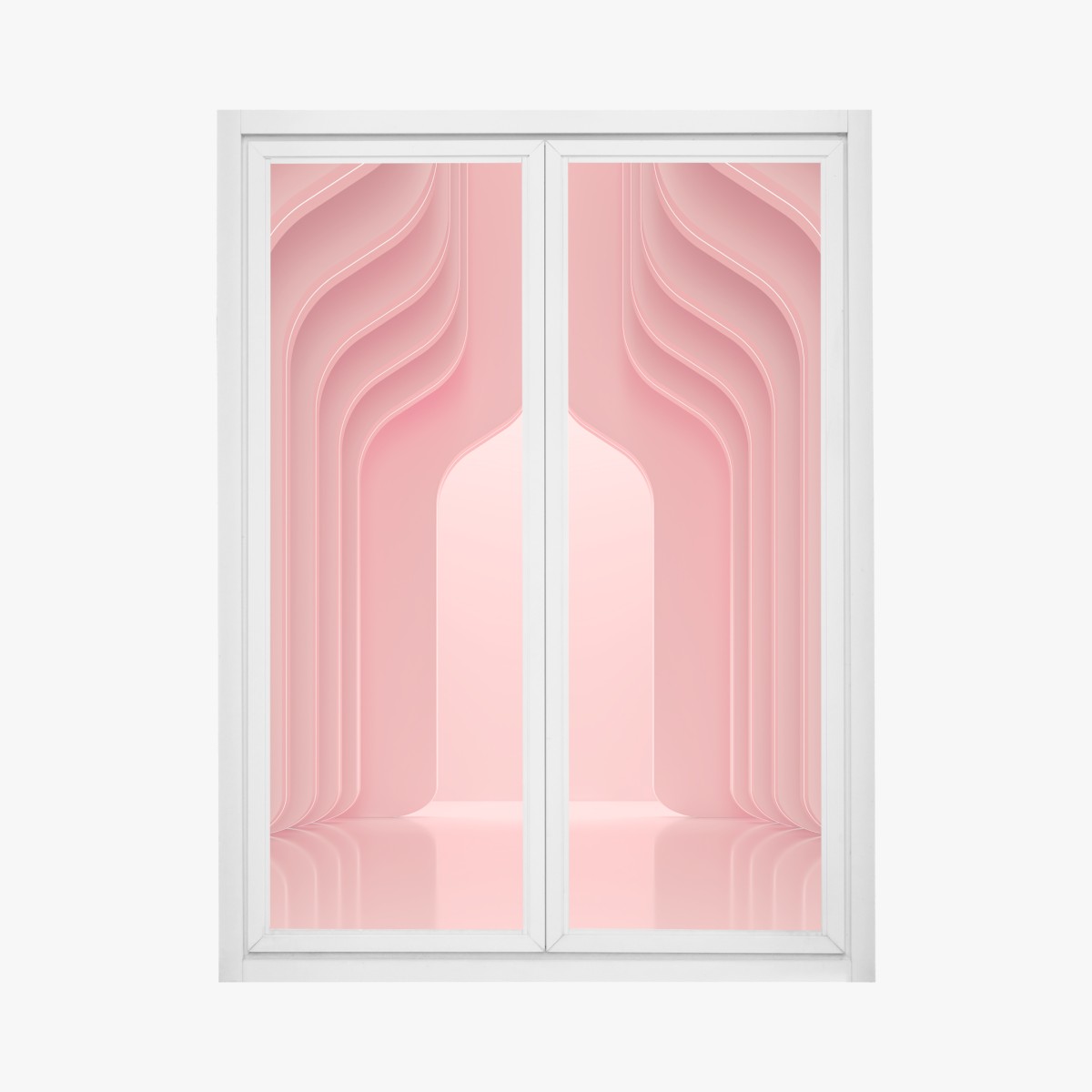 Window decal coral pink curved archway abstract