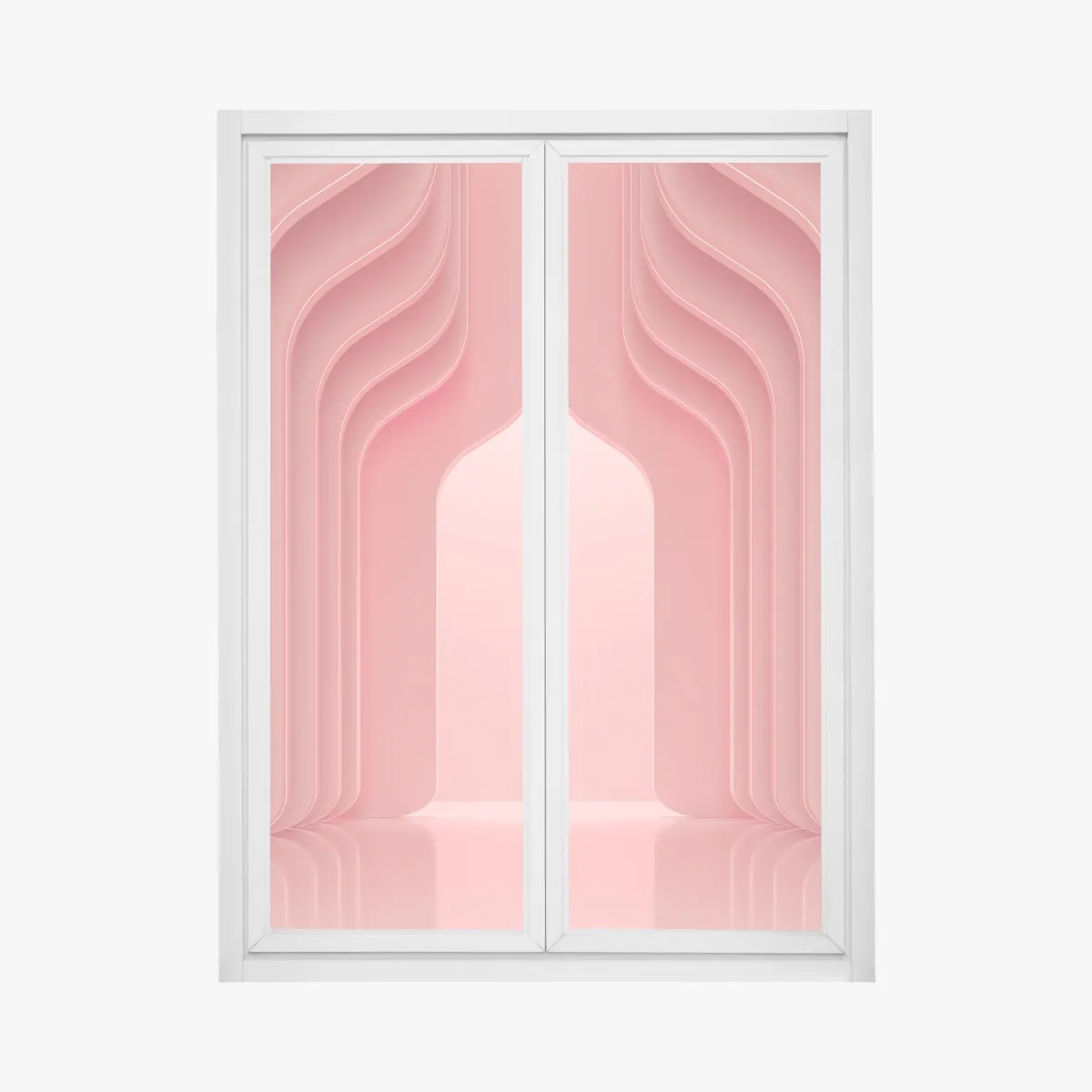 Naklejka na okno nowoczesne luksusowe wnętrze w odcieniach koralowego różu – Wallissimo® Naklejka na okno nowoczesne luksusowe wnętrze w odcieniach koralowego różu – Wallissimo®