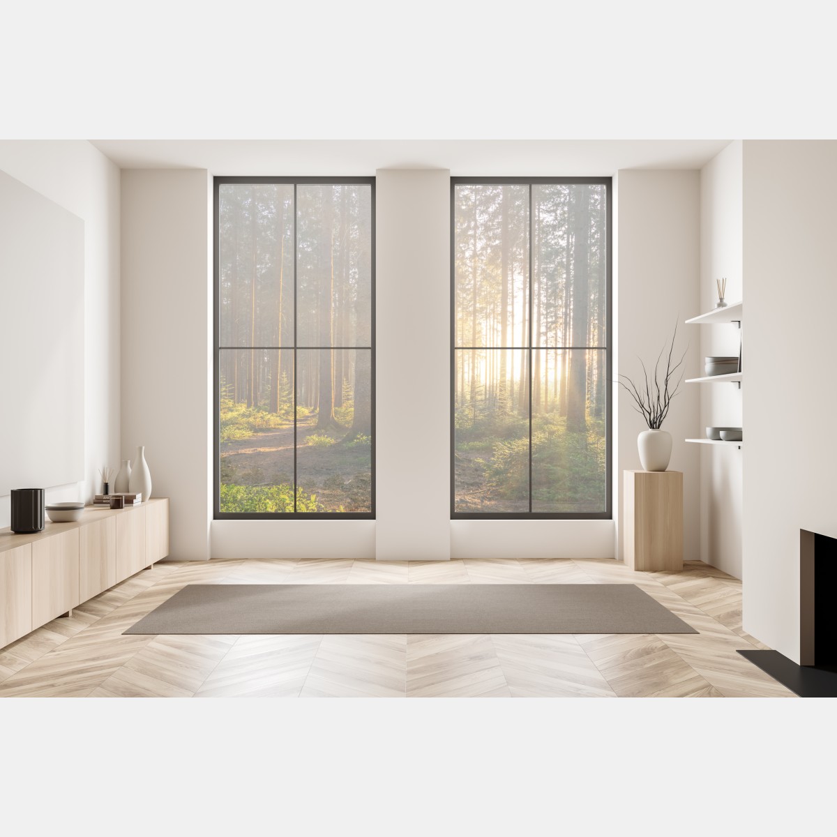 Naklejka na okno słoneczny las o poranku – Wallissimo® Naklejka na okno słoneczny las o poranku – Wallissimo®