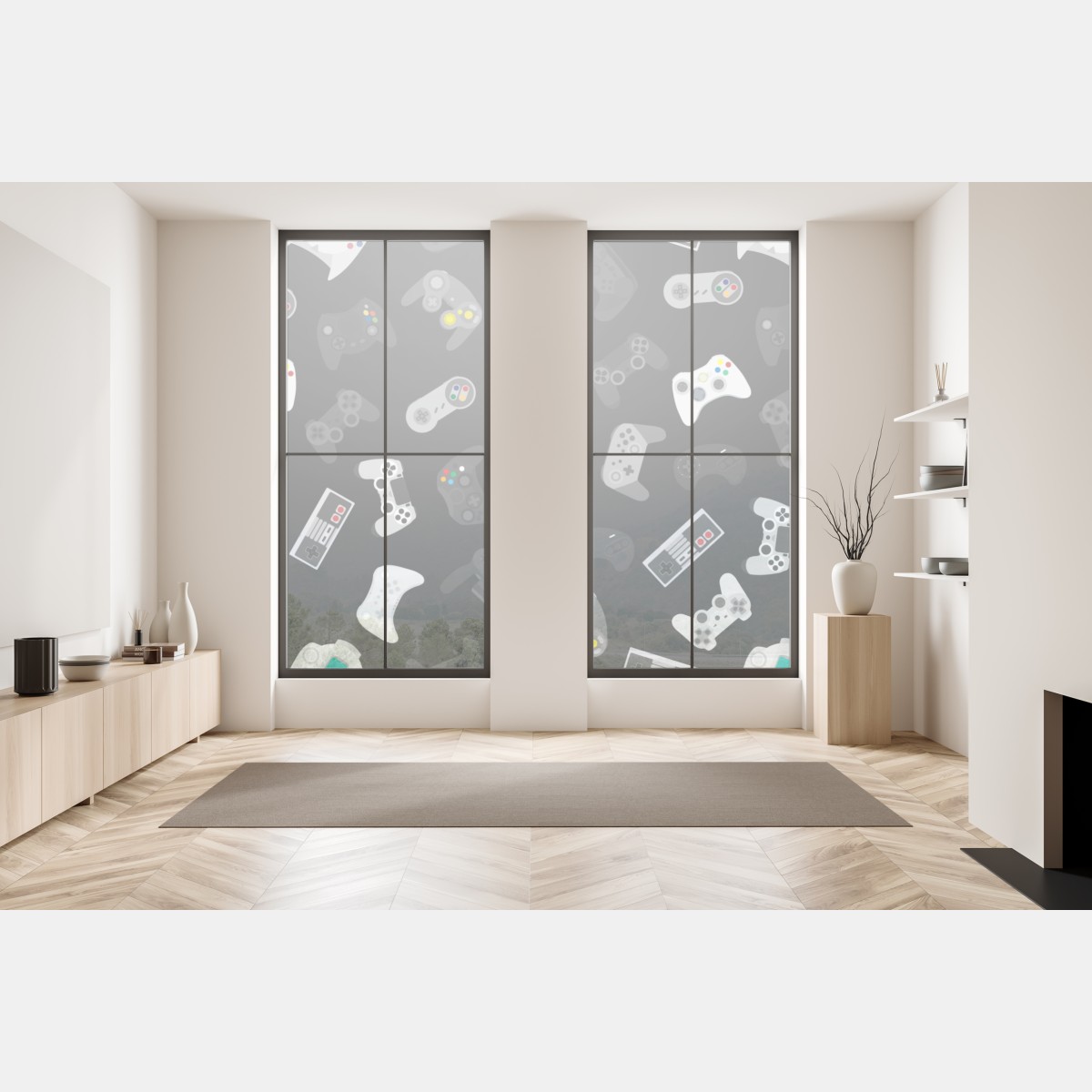 Naklejka na okno wzór retro kontrolerów do gier – Wallissimo® Naklejka na okno wzór retro kontrolerów do gier – Wallissimo®