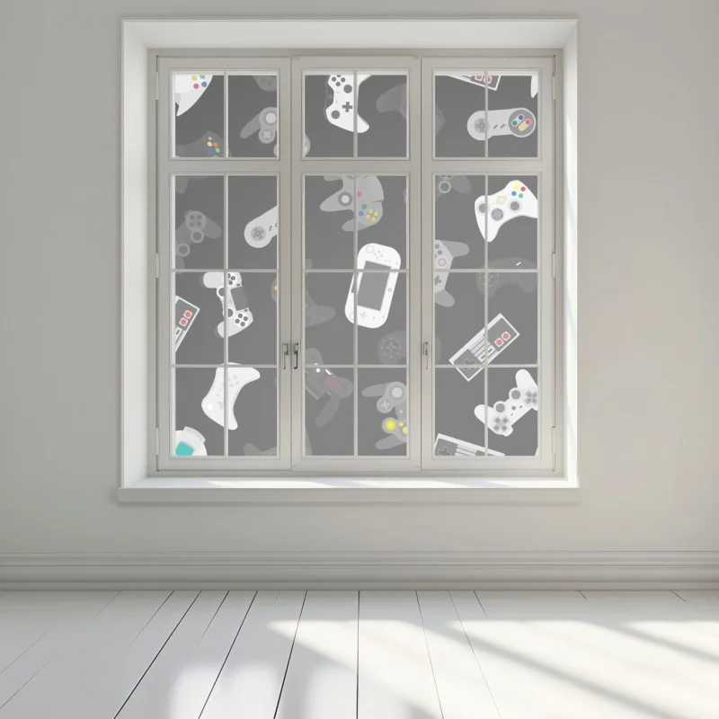 Naklejka na okno wzór retro kontrolerów do gier – Wallissimo® Naklejka na okno wzór retro kontrolerów do gier – Wallissimo®