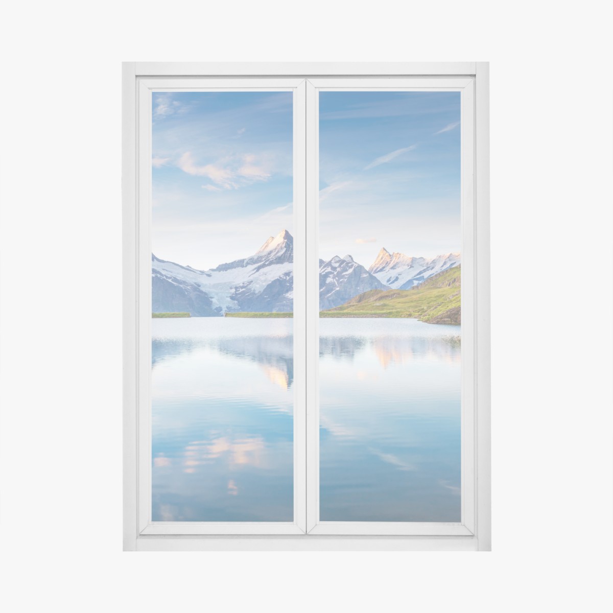 Window decal majestic Alps reflection at Bachalpsee