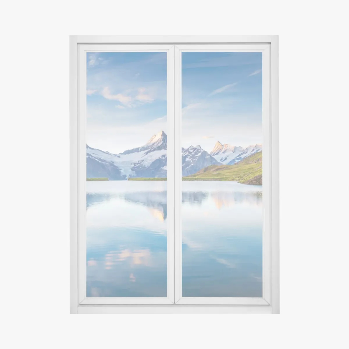 Naklejka na okno majestatyczne odbicie Alp przy Bachalpsee – Wallissimo® Naklejka na okno majestatyczne odbicie Alp przy Bachalpsee – Wallissimo®