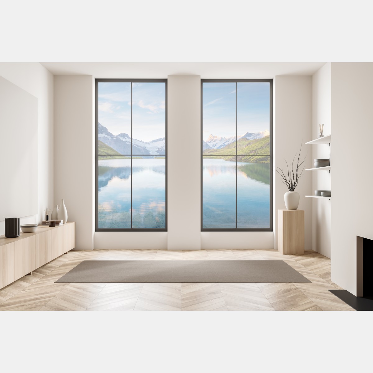 Naklejka na okno majestatyczne odbicie Alp przy Bachalpsee – Wallissimo® Naklejka na okno majestatyczne odbicie Alp przy Bachalpsee – Wallissimo®