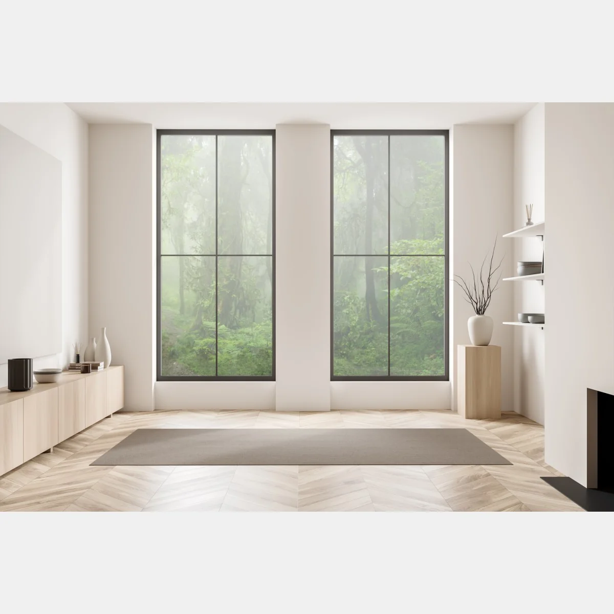 Naklejka na okno mglisty tropikalny szlak w dżungli – Wallissimo® Naklejka na okno mglisty tropikalny szlak w dżungli – Wallissimo®