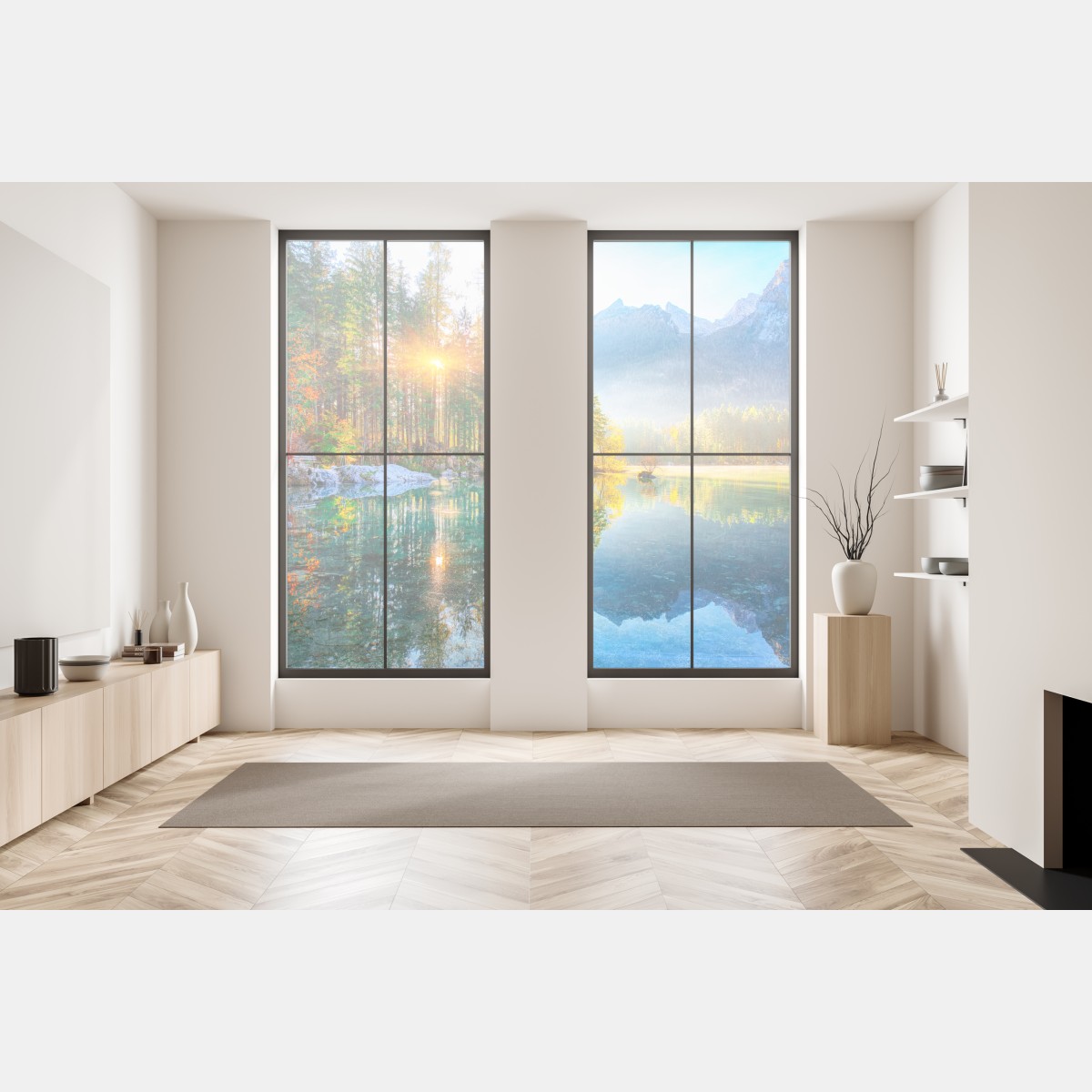 Naklejka na okno Hintersee jesienny wschód słońca nad turkusowym jeziorem – Wallissimo® Naklejka na okno Hintersee jesienny wschód słońca nad turkusowym jeziorem – Wallissimo®