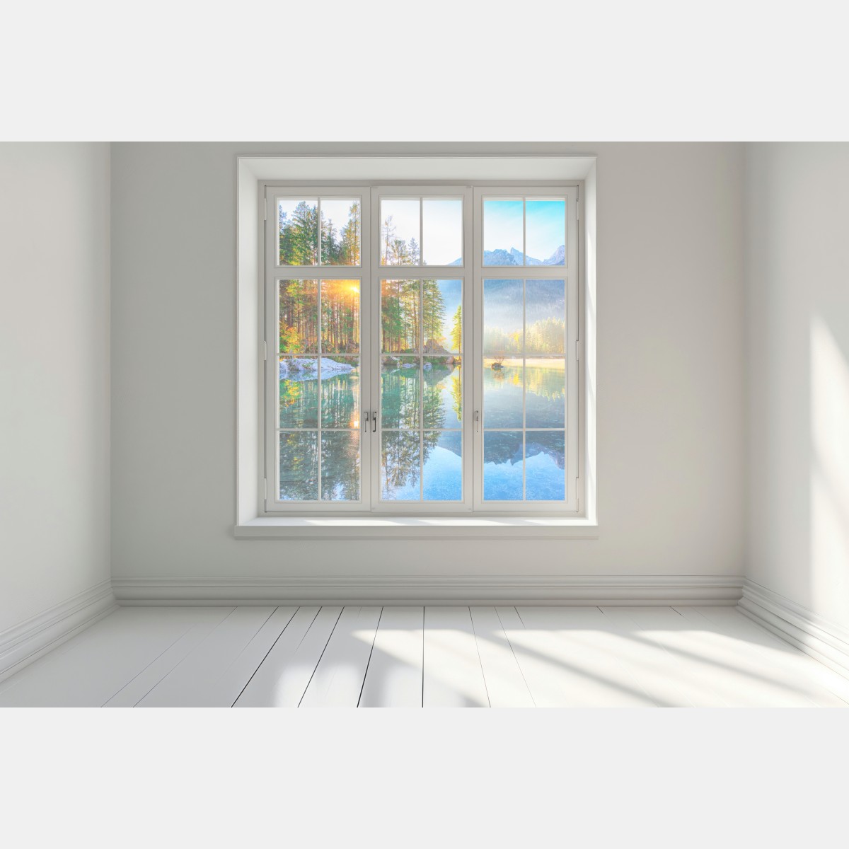 Naklejka na okno Hintersee jesienny wschód słońca nad turkusowym jeziorem – Wallissimo® Naklejka na okno Hintersee jesienny wschód słońca nad turkusowym jeziorem – Wallissimo®