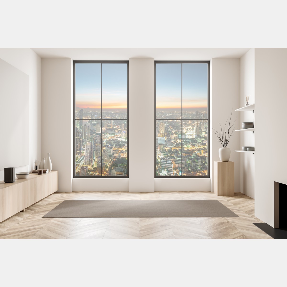 Naklejka na okno panorama Bangkoku o zmierzchu – Wallissimo® Naklejka na okno panorama Bangkoku o zmierzchu – Wallissimo®