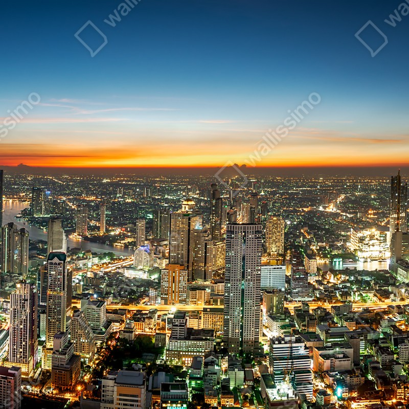 Naklejka na okno panorama Bangkoku o zmierzchu – Wallissimo® Naklejka na okno panorama Bangkoku o zmierzchu – Wallissimo®