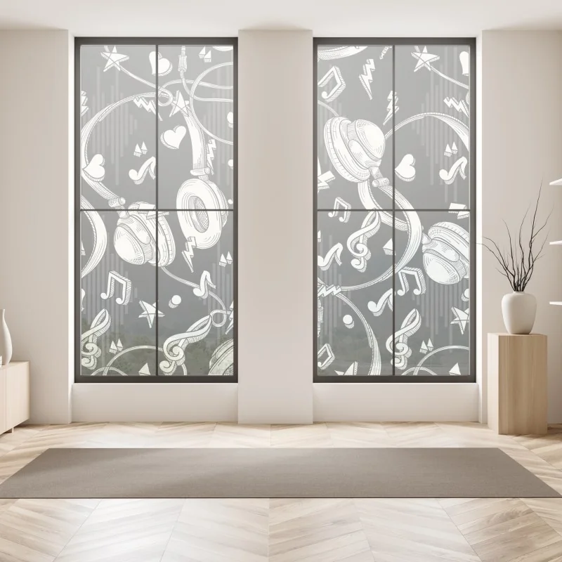 Naklejka na okno niebieski wzór ze spiralami – Wallissimo®