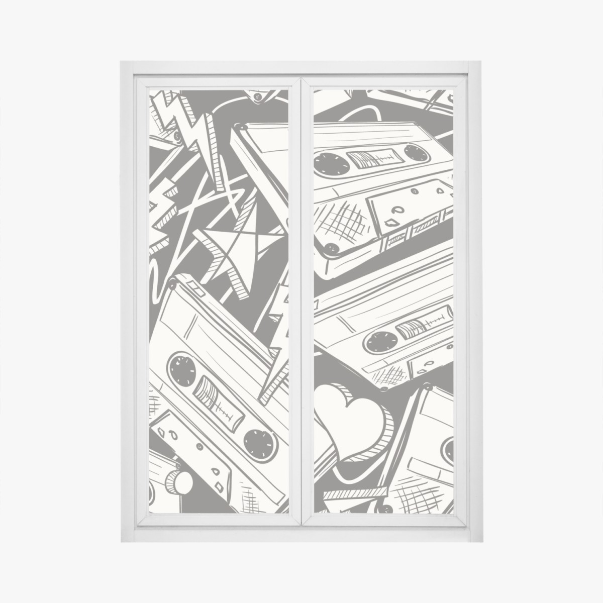 Window decal vintage cassette tape pattern