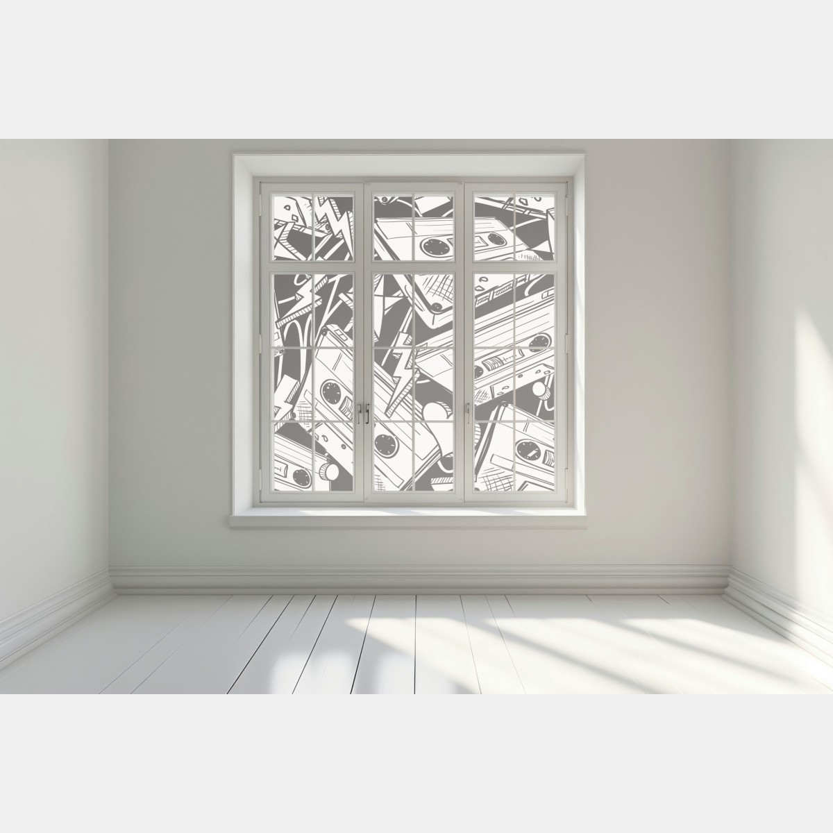 Naklejka na okno wzór kaset magnetofonowych w stylu retro – Wallissimo® Naklejka na okno wzór kaset magnetofonowych w stylu retro – Wallissimo®