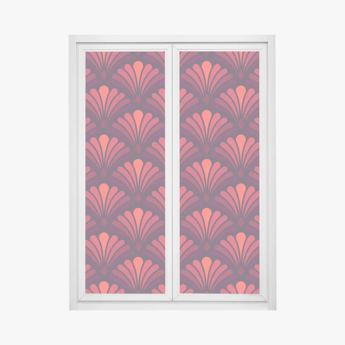 Naklejka na okno elegancki motyw art deco w odcieniach bordo i koralu – Wallissimo® Naklejka na okno elegancki motyw art deco w odcieniach bordo i koralu – Wallissimo®