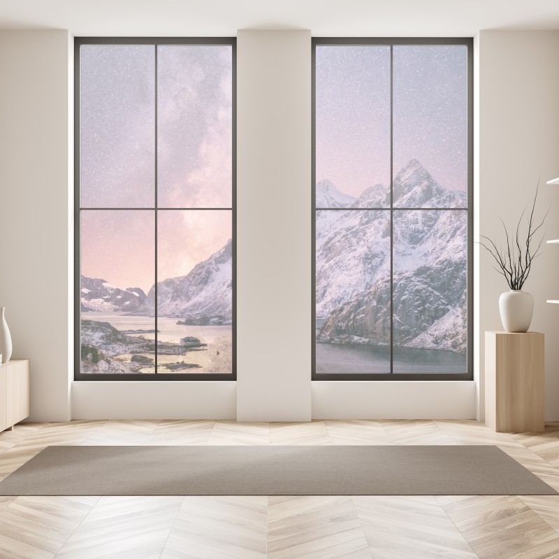 Naklejka na okno droga mleczna nad ośnieżonymi górami w Norwegii – Wallissimo® Naklejka na okno droga mleczna nad ośnieżonymi górami w Norwegii – Wallissimo®