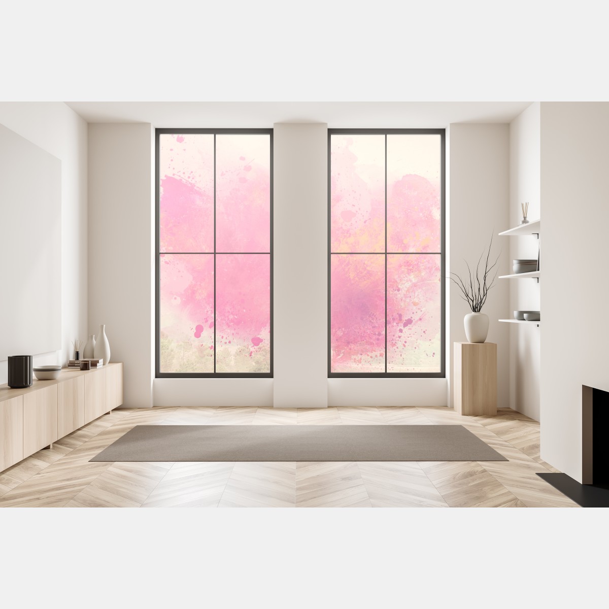 Naklejka na okno żywa różowa akwarelowa plama – Wallissimo® Naklejka na okno żywa różowa akwarelowa plama – Wallissimo®