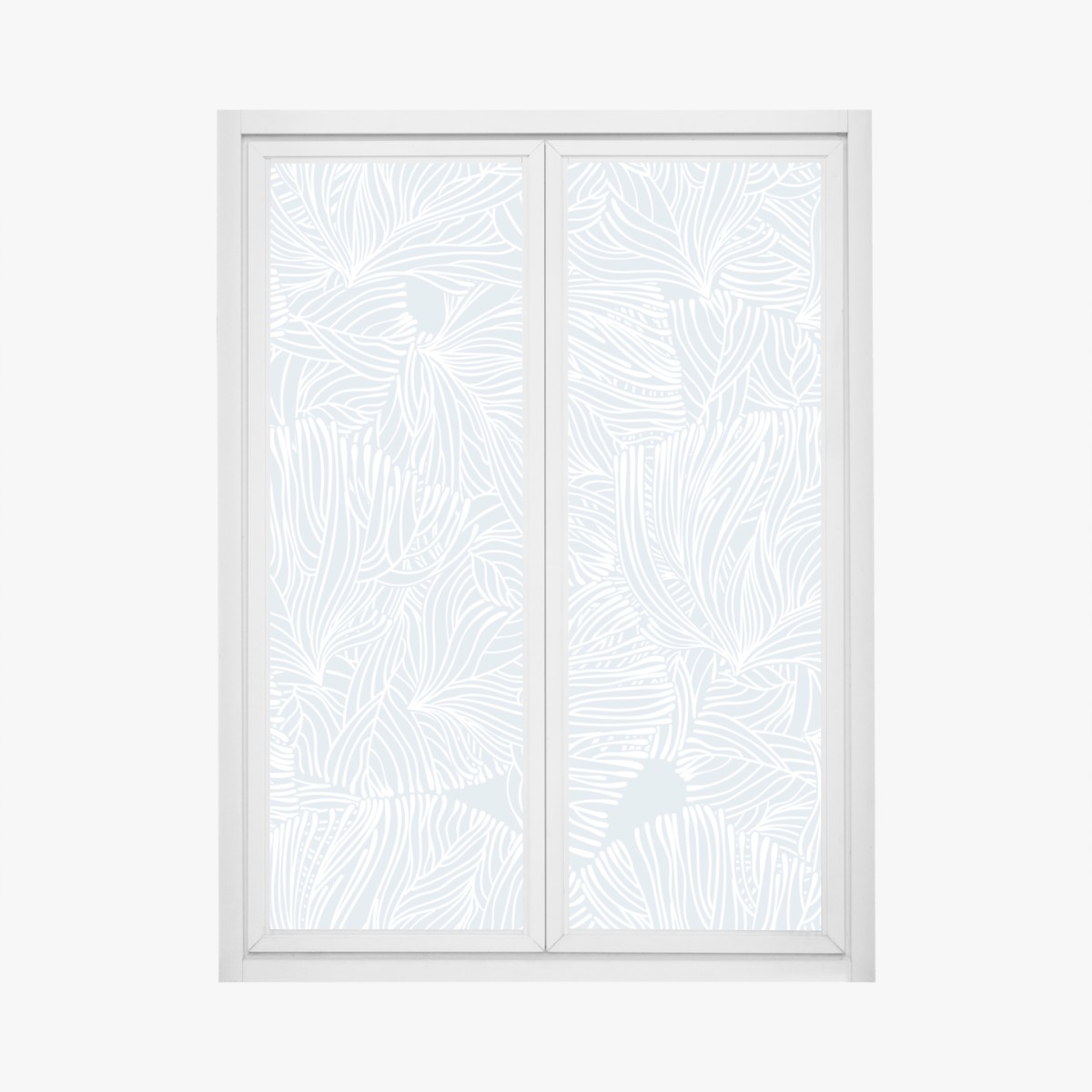 Window decal soft blue botanical pattern