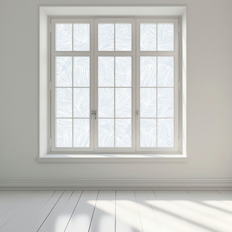 Naklejka na okno delikatny niebieski wzór botaniczny – Wallissimo® Naklejka na okno delikatny niebieski wzór botaniczny – Wallissimo®