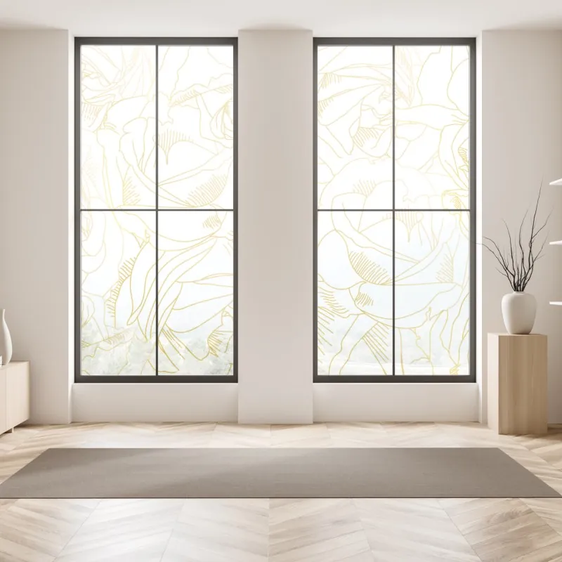 Naklejka na okno złote pole pod szerokim błękitnym niebem – Wallissimo®