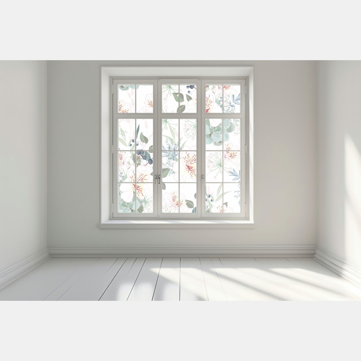 Naklejka na okno delikatny pastelowy wzór kwiatowy – Wallissimo® Naklejka na okno delikatny pastelowy wzór kwiatowy – Wallissimo®