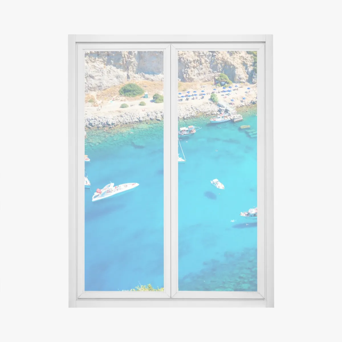 Naklejka na okno widok z lotu ptaka na zatokę Anthony Quinn, Rodos – Wallissimo® Naklejka na okno widok z lotu ptaka na zatokę Anthony Quinn, Rodos – Wallissimo®