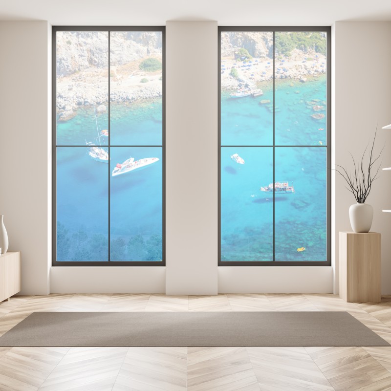 Naklejka na okno złote liście monstery na ciemnym tle – Wallissimo®