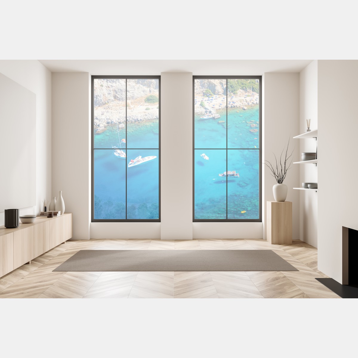 Naklejka na okno widok z lotu ptaka na zatokę Anthony Quinn, Rodos – Wallissimo® Naklejka na okno widok z lotu ptaka na zatokę Anthony Quinn, Rodos – Wallissimo®