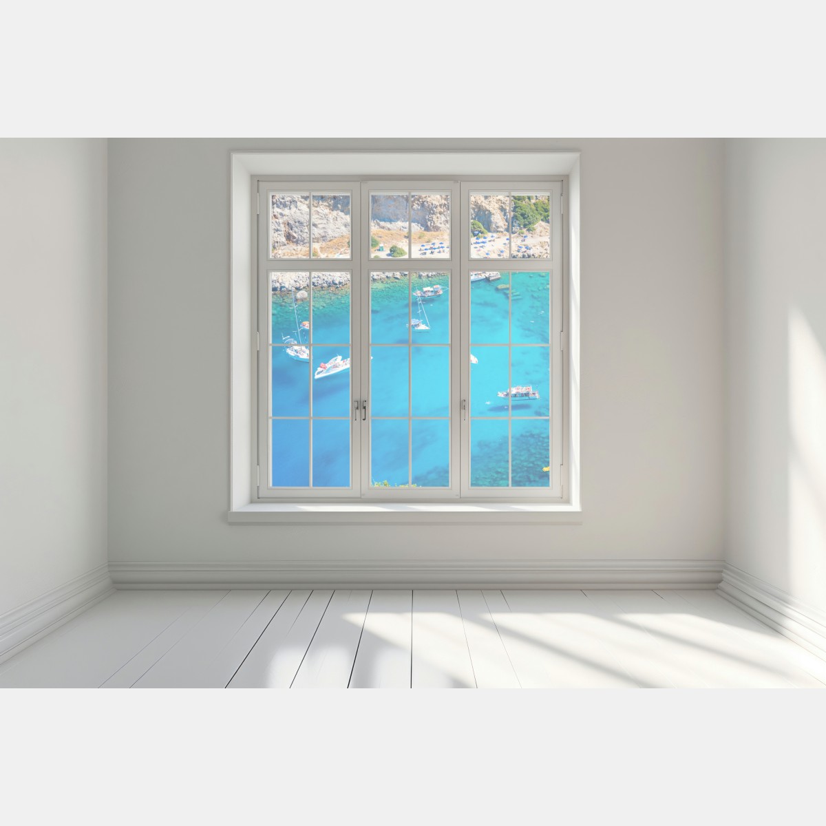 Naklejka na okno widok z lotu ptaka na zatokę Anthony Quinn, Rodos – Wallissimo® Naklejka na okno widok z lotu ptaka na zatokę Anthony Quinn, Rodos – Wallissimo®