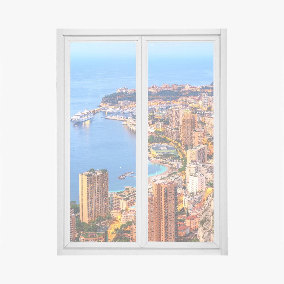 Window decal Monaco coastal cityscape at dusk