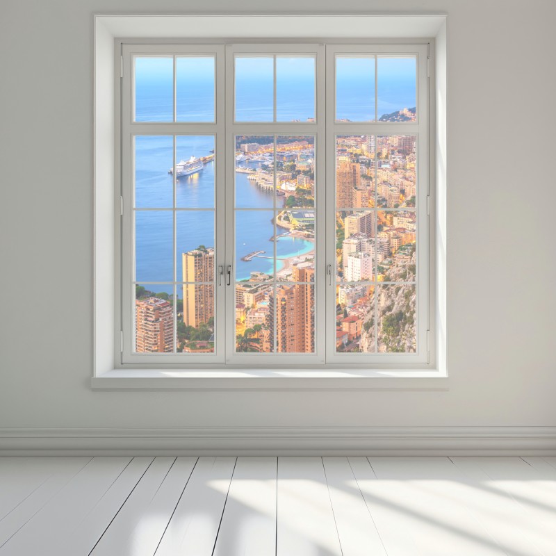 Naklejka na okno Monako panorama wybrzeża o zmierzchu – Wallissimo® Naklejka na okno Monako panorama wybrzeża o zmierzchu – Wallissimo®