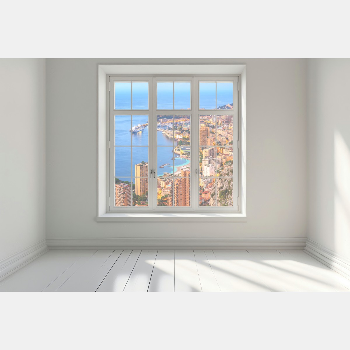 Naklejka na okno Monako panorama wybrzeża o zmierzchu – Wallissimo® Naklejka na okno Monako panorama wybrzeża o zmierzchu – Wallissimo®