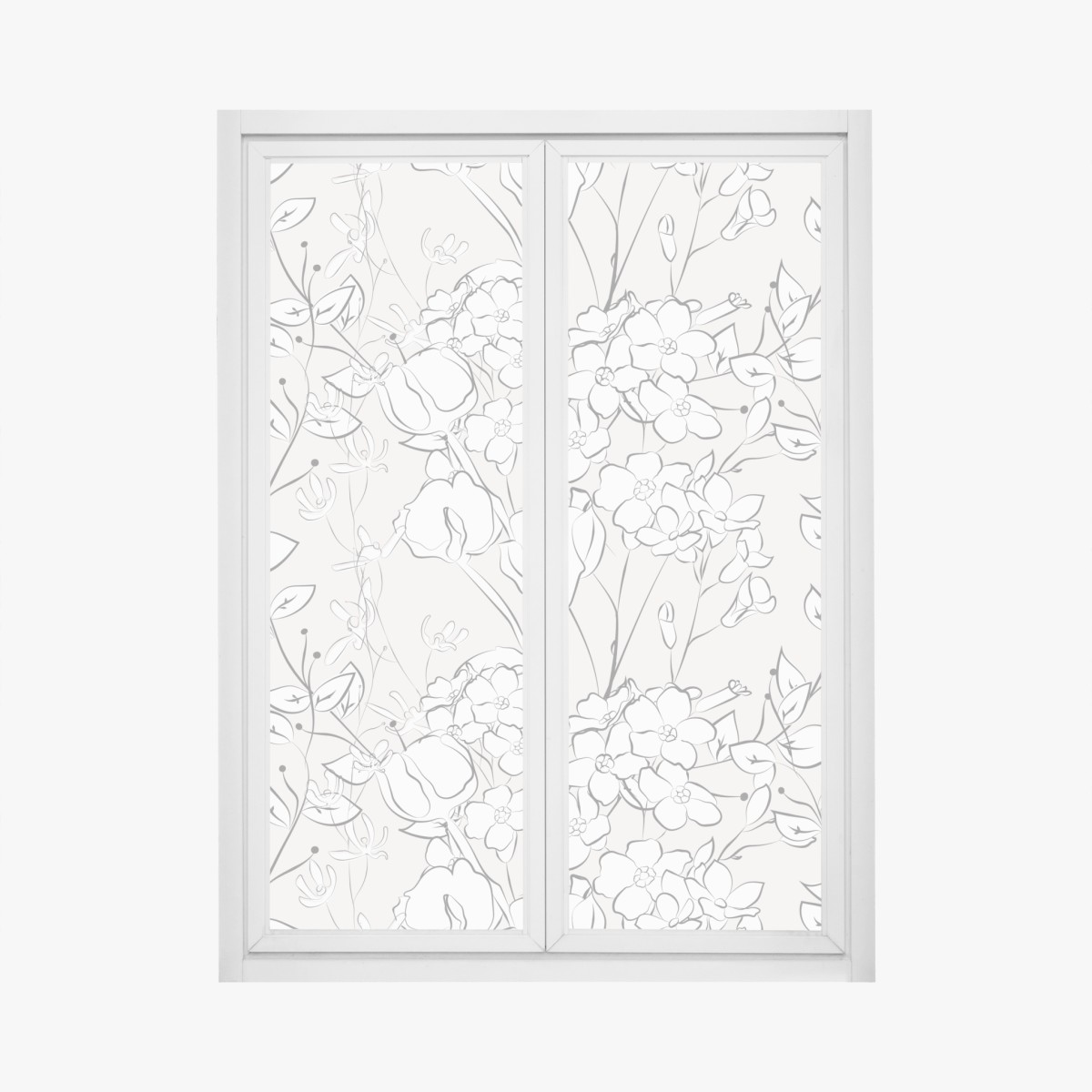 Window decal delicate pastel floral design
