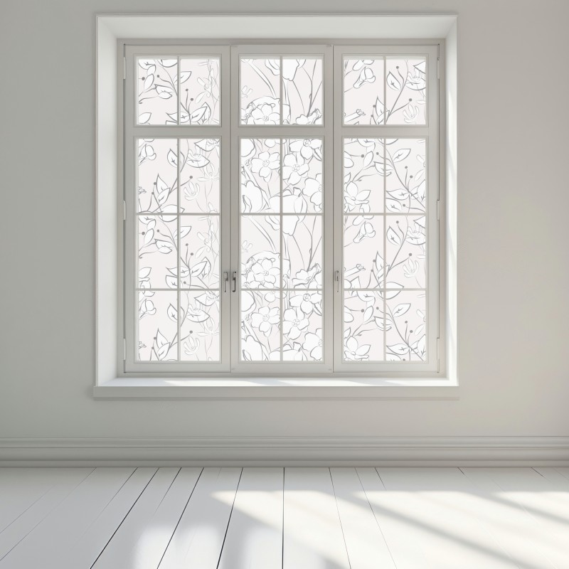 Naklejka na okno delikatny pastelowy motyw kwiatowy – Wallissimo® Naklejka na okno delikatny pastelowy motyw kwiatowy – Wallissimo®