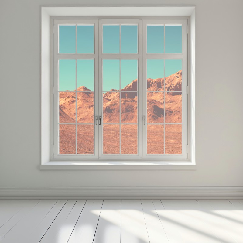 Naklejka na okno krajobraz marsa — widok planetarny – Wallissimo® Naklejka na okno krajobraz marsa — widok planetarny – Wallissimo®