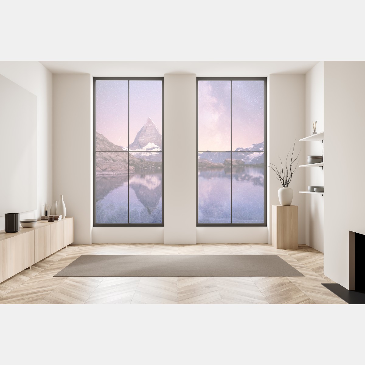 Naklejka na okno nocne odbicie Matterhornu pod gwiazdami – Wallissimo® Naklejka na okno nocne odbicie Matterhornu pod gwiazdami – Wallissimo®