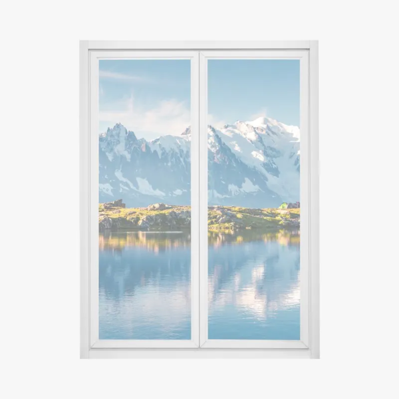 Naklejka na okno panorama Mont Blanc odbita w Lac Blanc