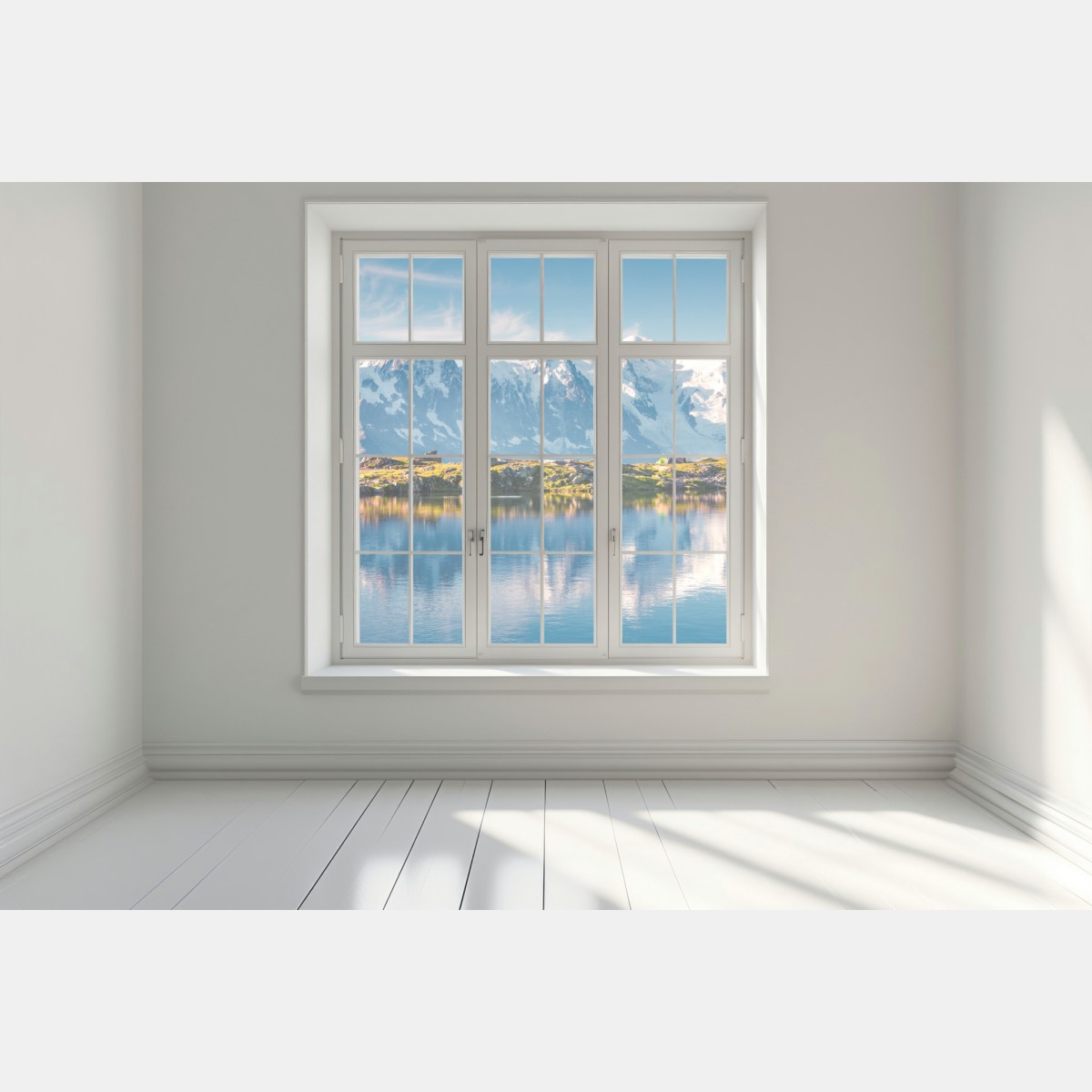Naklejka na okno panorama Mont Blanc odbita w Lac Blanc – Wallissimo® Naklejka na okno panorama Mont Blanc odbita w Lac Blanc – Wallissimo®