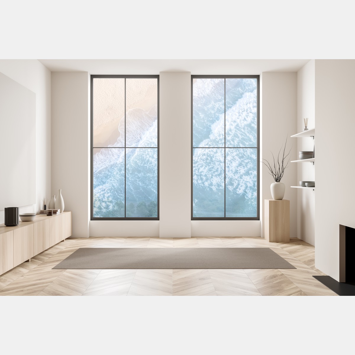 Naklejka na okno widok z lotu ptaka na turkusowe fale i piaszczystą plażę – Wallissimo® Naklejka na okno widok z lotu ptaka na turkusowe fale i piaszczystą plażę – Wallissimo®