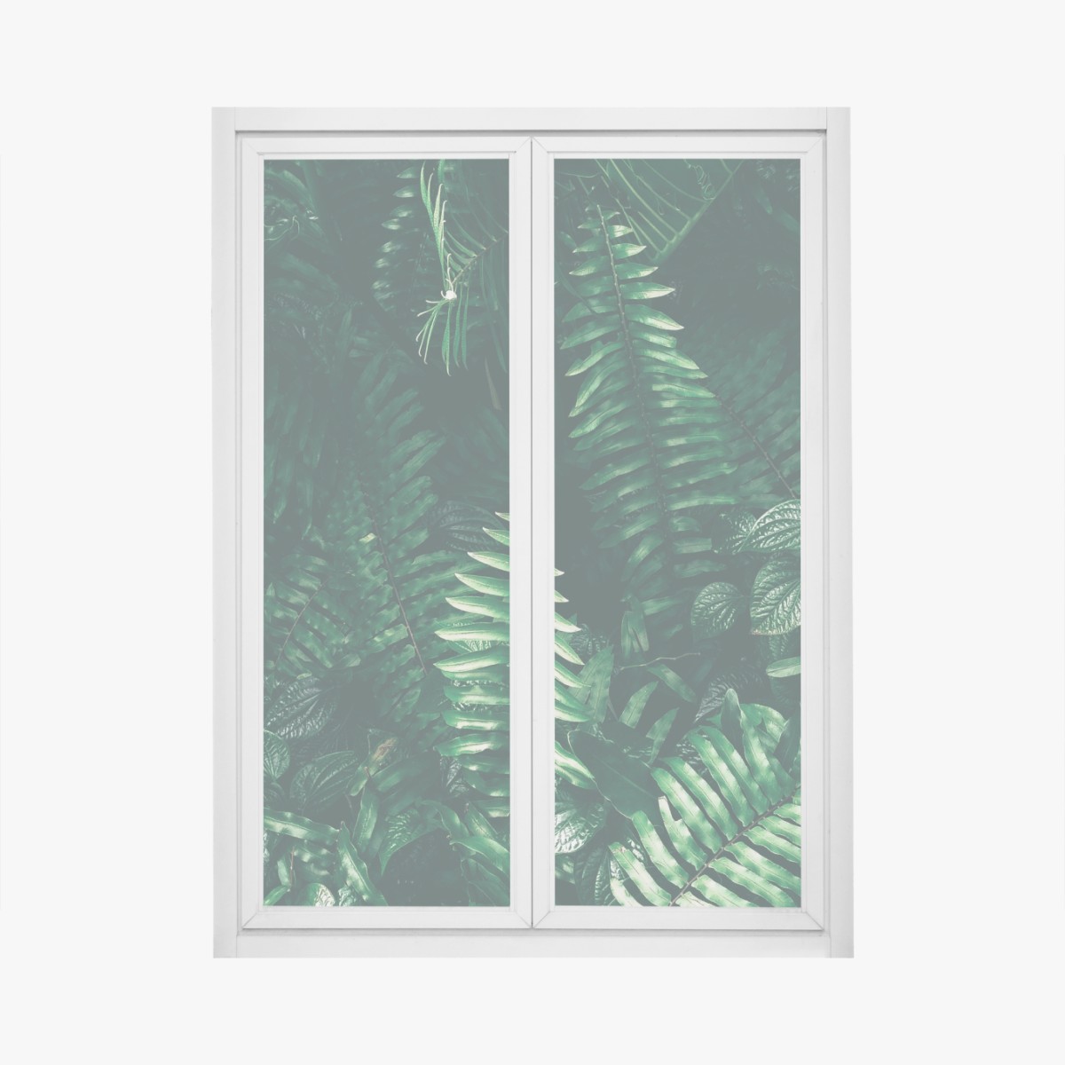 Window decal tropical green leaves composition